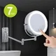 Folding Arm Extend Bathroom Mirror With LED Light 7 Inch Wall Mounted Double Side Smart Cosmetic