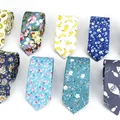 Brand New Men's Floral Neck Ties for Man Casual Cotton Slim Tie Gravata Skinny Wedding Navy Slim