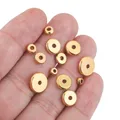 20pcs 4 6 8 10mm Gold Plated Stainless Steel Disc Flat Spacer Loose Beads for Needlework Bracelet