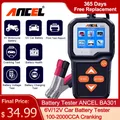 ANCEL BA301 Car Battery Tester 12V 6V Motorcycle Cranking Test 2000 CCA Boat Batteries Charger