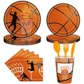 Basketball Birthday Party Disposable Tableware Basketball Paper Plates Cup Tableware Set Happy Boy