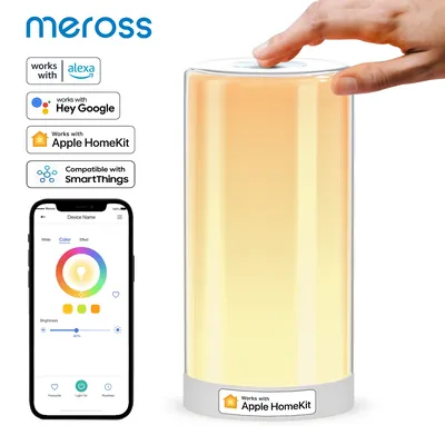 Meross HomeKit Smart Table Lamp RGBWW LED Wi-Fi Night Lamp 6W Touch Sensor Dimmable Bedside Light Support Alexa Google Assistant