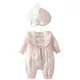 Autumn Spring Lovely Princess Style Infant Baby Girls Long Sleeve Jumpsuit+Hat Baby Girl Clothing