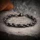 MKENDN Vintage Oxidized Black Link Chain Bracelets For Men Motocycle Cuban Chain Stainless Steel