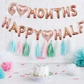 1Set 6 Months Happy Half Year Heart Foil Balloons 1/2 Birthday Party Balloons Banner Boy Girl Baby