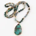 Fashion Boho Jewelry Africa Turquoise Natural Stones With Semi Precious Drop Pendant Women Bohemia