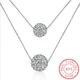 925 Sterling Silver Double Layer Shiny CZ Zirconia Crystal Lucky Ball Pendant Necklace For Women