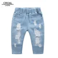 CROAL CHERIE Fashion Children Ripped Jeans Kids Boys Jeans Girls Jeans Denim Pants For Teenagers