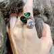 Three-stone Finger Ring Water Drop Emerald Cz 925 sterling silver Party Wedding band Rings for Women