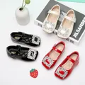 Spring Autumn 2023 Kids Shoes for Girl Leather Shoes Fashion Rhinestone Flat Heels Infant Girls