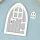 1Set 1:12 Dollhouse Miniature Wood Door Fairy Elf Door Model w/Window Doorknob House Garden Decor