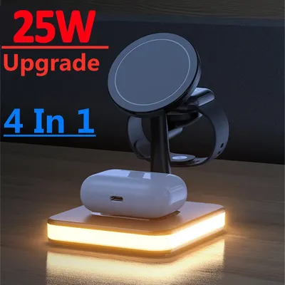 25W 4 In 1 Magnetic Wireless Charger Stand For iPhone 14 13 12 Pro Max Apple Apple 8 7 6 Airpods Fast Charging Dock Station
