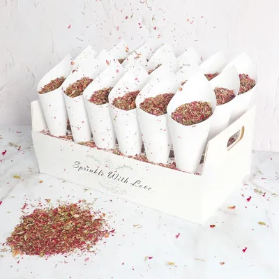 Kraft Paper Wedding Confetti Cone Holder Support for Wedding Decor Confetti Cones Stand Box Tray Fake Flower Wedding Paper Cones