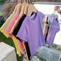 3-7 Years Children Summer Ice Silk T-Shirt Baby Girls Short Sleeve Round Collar Soft Tops