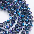 10mm Austria Diagonal Hole Cube Square Beads for Bracelet Making Women Diy Accessories Blue Glass