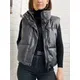 Autumn Winter PU Leather Coat Women Black Stand Collar Vests Women Fashion Zipper Elegant Short