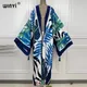 2021 WINYI new Cotton Bikini Sweet Lady Pink Boho Print Self Belted Front Open Long Kimono Dress