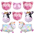 1pc Farm Animals Dairy cow Pig Foil Balloon Pink Pig Shaped Foil Balloon for Baby Shower Farm