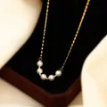 Cute Pearl Necklace Stainless Steel Necklace 5 Pearl Gold Color Necklace Female Jewelry Girl Gift