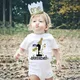 My 1st Birthday Newborn Summer Romper Infant Body Toddler Short Princess Sleeve Jumpsuit Baby Girl