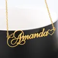Front and Rear Double Empty Heart Name Necklace Customized Fashion Name Necklaces Pendants Stainless