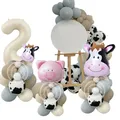 1set Farm Animal Balloon Carton Cow/Pig Balloons with Creamy Number Balloon for Kids Farm Animal