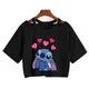 Y2k Disney Kawaii Lilo Stitch Funny Cartoon T Shirt Women Stitch Manga T-shirt Graphic Tshirt