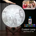 Drop Shipping Photo Customized Moon Lamp 3D Print Moon Night Light USB Rechargeable Personalized