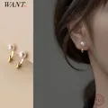 WANTME 925 Sterling Silver Trend Statement Synthetic Pearl Ear Hook Korean Cute Teenager Daily