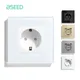 BSEED EU Wall Socket Double USB Phone Charge Type-c Socket Single Glass Crystal Electrical Power