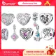 Bamoer 925 Sterling Silver Pink Zircon Love Bead Vine Hollow-out Heart Charm for Women Bracelet and