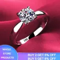 With Certificate 18K White Gold Color Rings for Women 2.0ct Round Zirconia Diamond Solitaire Ring