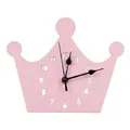 Girl Pink Princess Crown Clock for Kids Children Room Decor Silent Mute Wall Decorative Clocks