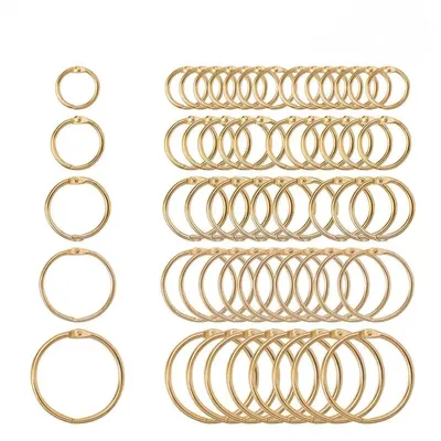 5Pc 15-38mm Golden Metal Loose Leaf Book Binder Hinged Rings Keychain Album Scrapbook Craft Black Open Rings Office Binder Hoops