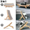 3 In 1 Wooden Cat Scratcher Board Detachable Lounge Bed Cat Scratching Post Grinding Claw Toys