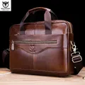 BULLCAPTAIN Briefcase Shoulder Messenger Bags Men's Genuine Leather 14-inch Laptop Bag's Men's