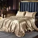 Nordic Silk Bedding Set with Duvet Cover Bed Sheet Pillowcase Luxury Couple Single Double Summer 1/2