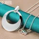 DOTEFFIL 925 Sterling Silver Sickle Pendant Necklace 16/18/20/22/24/26/30 Inch Chain For Woman Man