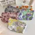 French Embossed Flowers Travel Cosmetic Storage Bag Wallet Cute Women Makeup Kits Handbags Phone