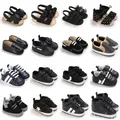 Black Fashion Newborn Casual Cloth Shoes Boys And Girls First Step Walking Shoes Infants Toddlers