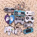 1PCS PVC Black White Game Machine Keychain Keyring Cute Gamepad Joystick Key Chain Keychains Bag Car