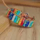 Natural Stone Handmade Multi Color Chakra Bracelet Jewelry Tube Beads Leather Wrap Bracelet Creative