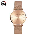 Hannah Martin Women Watch Japan Quartz Movement Simple Waterproof Rose Gold Stainless Steel Mesh