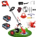 24V Cordless Grass String Trimmer 21000RPM Electric Lawn Mower Weed Adjustable Foldable Cutter