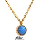 Yhpup Charm Chic Blue Opal Natural Stone Small Pendant Stainless Steel Gold Color Necklace