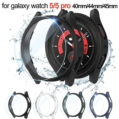 Glass+Case for Samsung Galaxy Watch 5/5 Pro Waterproof PC Galaxy Watch 5 40mm 44mm Cover Watch 5 Pro