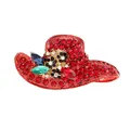 CINDY XIANG Rhinestone Hat Brooches for Women Red Color New Fashion Winter Corsage Coat Sweater