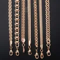 Fanshion 585 Rose Gold Color Necklace Curb Weaving Rope Snail Link Beaded Chain for Men Women