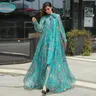 2023 New Arrives Chiffon Long Sleeve Floral Print Dress Boho Plus Size Women Beach Party Garden Maxi