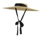 Summer Big Natural Straw Hats For Women Handmand Wide Brim Beach Visor Caps Elegant Flat Top Long
